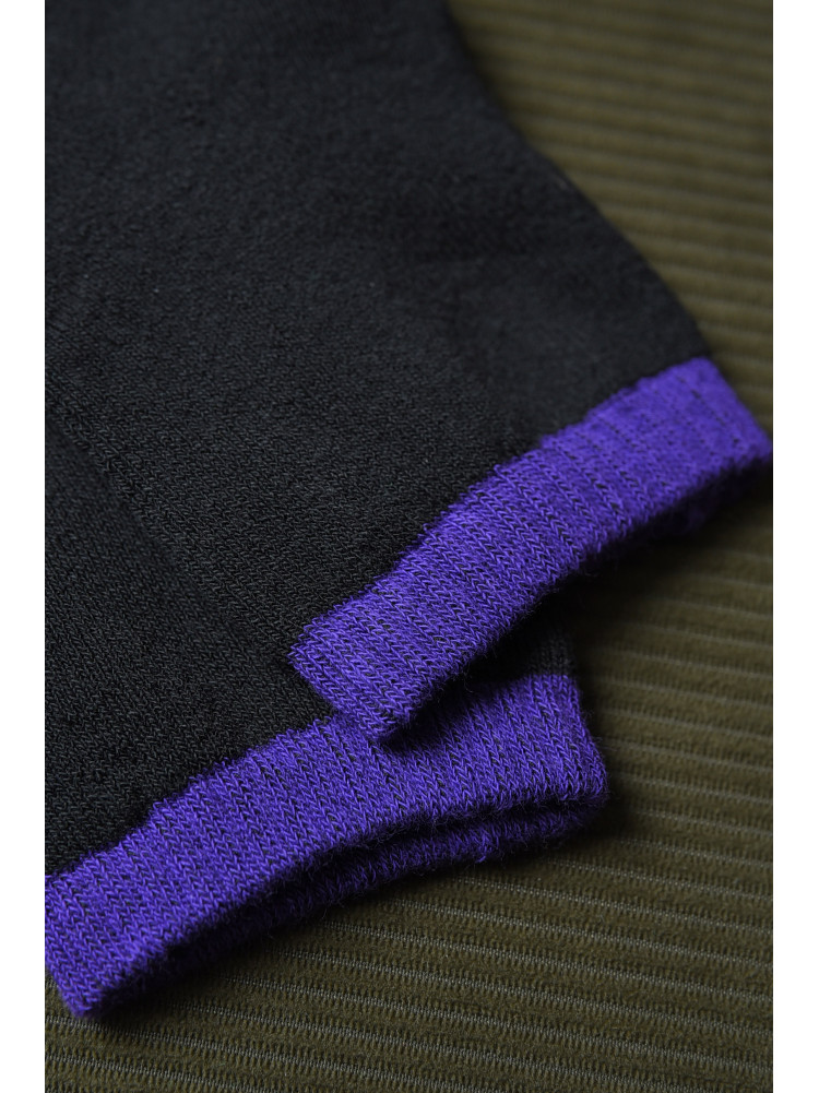 Носки махровые для девочки черные с фиолетовой резинкой размер 31-35 153995C
