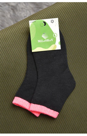 Носки махровые для девочки черные с розовой резинкой размер 31-35 153996C