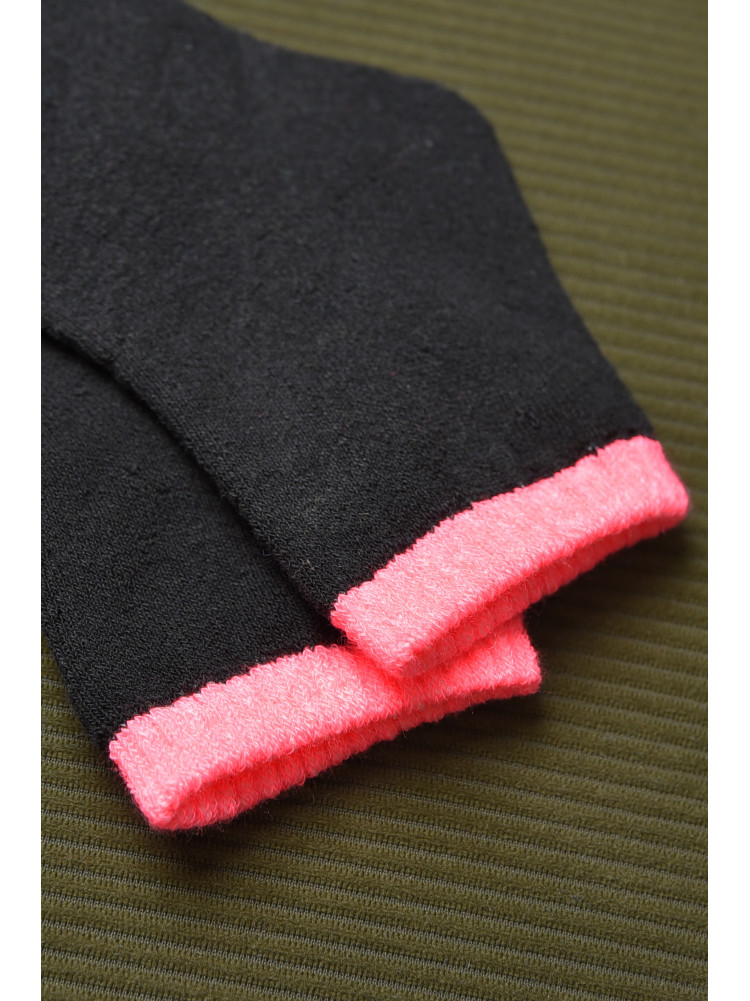 Шкарпетки махрові для дівчинки чорні з рожевою гумкою розмір 31-35 153996C