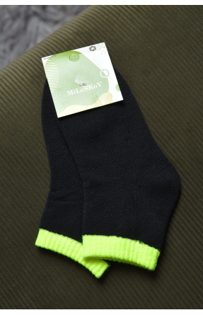 Шкарпетки махрові для дівчинки чорні з салатовою гумкою розмір 26-30 154002C