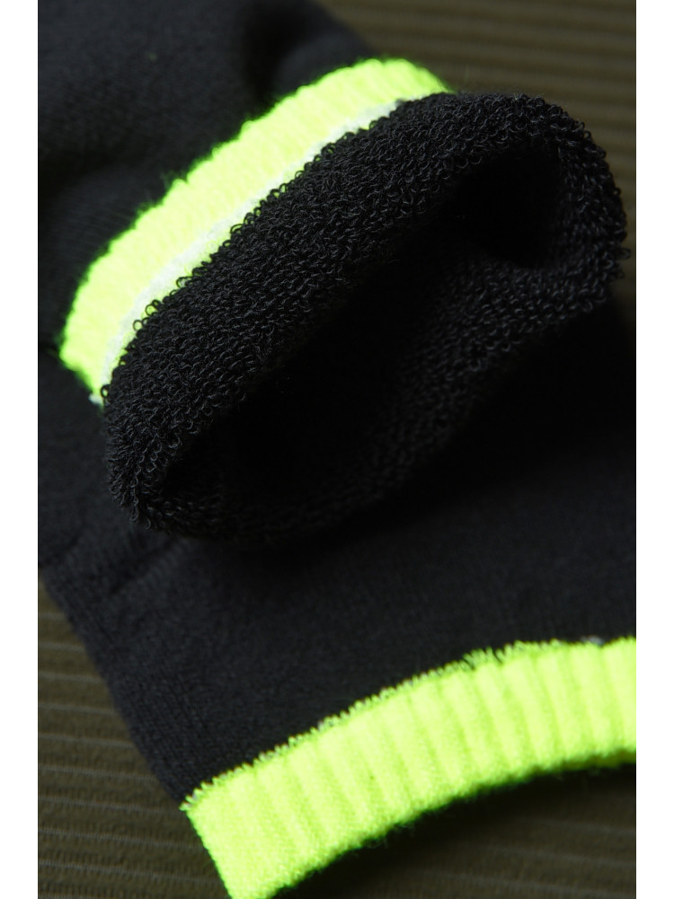 Носки махровые для девочки черные с салатовой резинкой размер 26-30 154002C