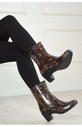 Сапоги резиновые низкие женские черные в цветочек 001-10 154442C Сапоги резиновые низкие женские черные в цветочек 001-10 154442C