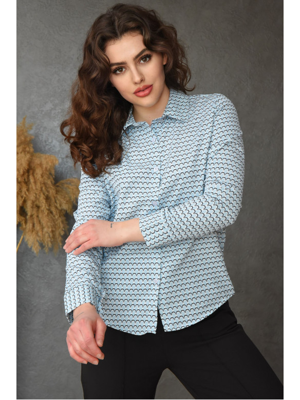 Рубашка женская голубого цвета с узором размер 42-44 015 154901C