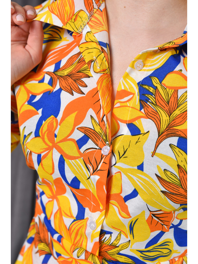 Платье женское летнее желтого цвета в цветочный принт 155407C