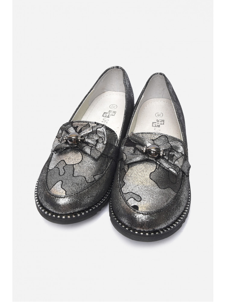 Туфли детские девочка с бантиком серого цвета 95010-19 155628C