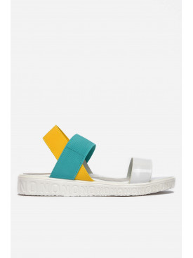 Босоножки детские белого цвета с желто-голубой вставкой 74-6 155979C Босоножки детские белого цвета с желто-голубой вставкой 74-6 155979C