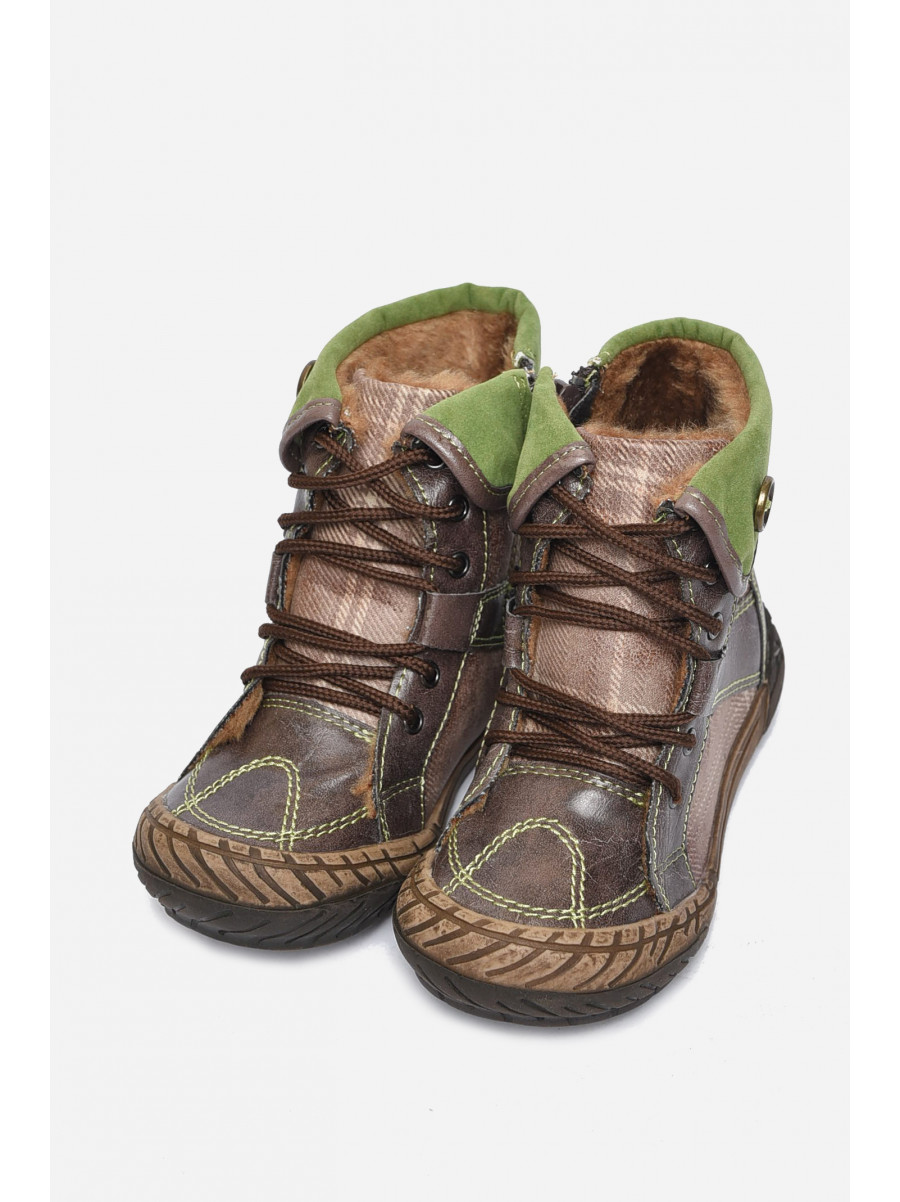Ботинки детские демисезон коричневого цвета на флисе 0159 156070C