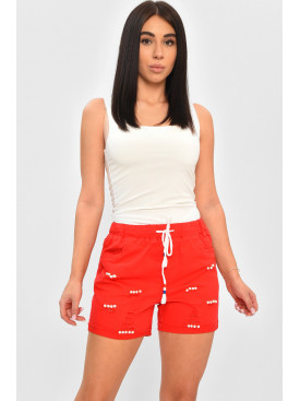 Шорты женские красного цвета 156114C Шорты женские красного цвета 156114C