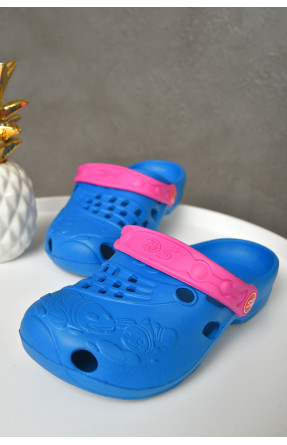 Кроксы детские для девочки голубого цвета с розовым ободком 156185C