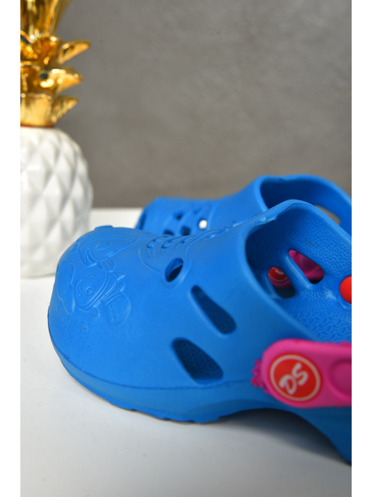 Кроксы детские для девочки голубого цвета с розовым ободком 156185C