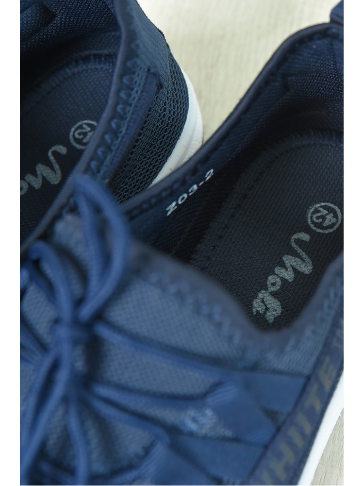 Кроссовки мужские темно-синего цвета на шнуровке текстиль 03-2 156246C