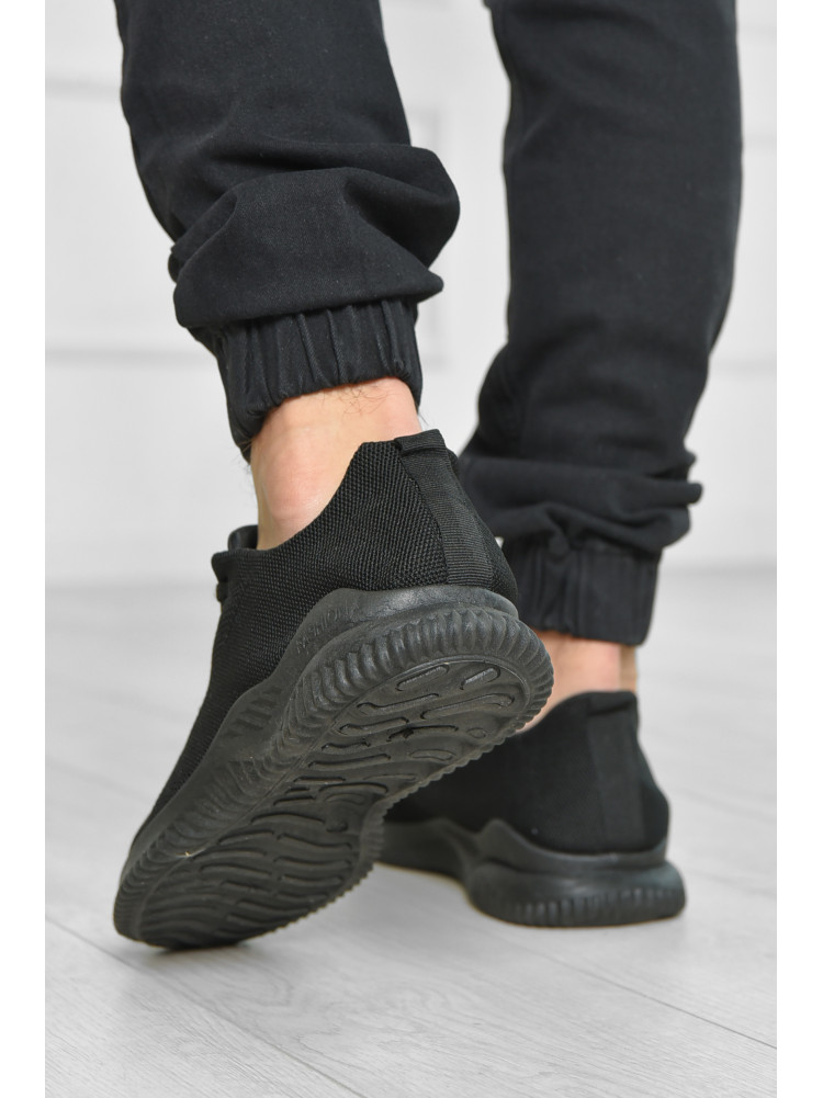 Кросівки чоловічі чорного кольору на шнурівці текстиль 157021C