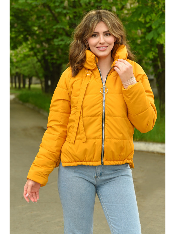 Куртка женская демисезонная горчичного цвета 262 157345C