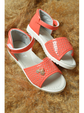 Босоніжки дитячі коралового кольору на ліпучці 1151-3 157410C