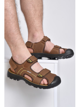 Сандалии мужские коричневого цвета на липучке 539-7 157504C Сандалии мужские коричневого цвета на липучке 539-7 157504C