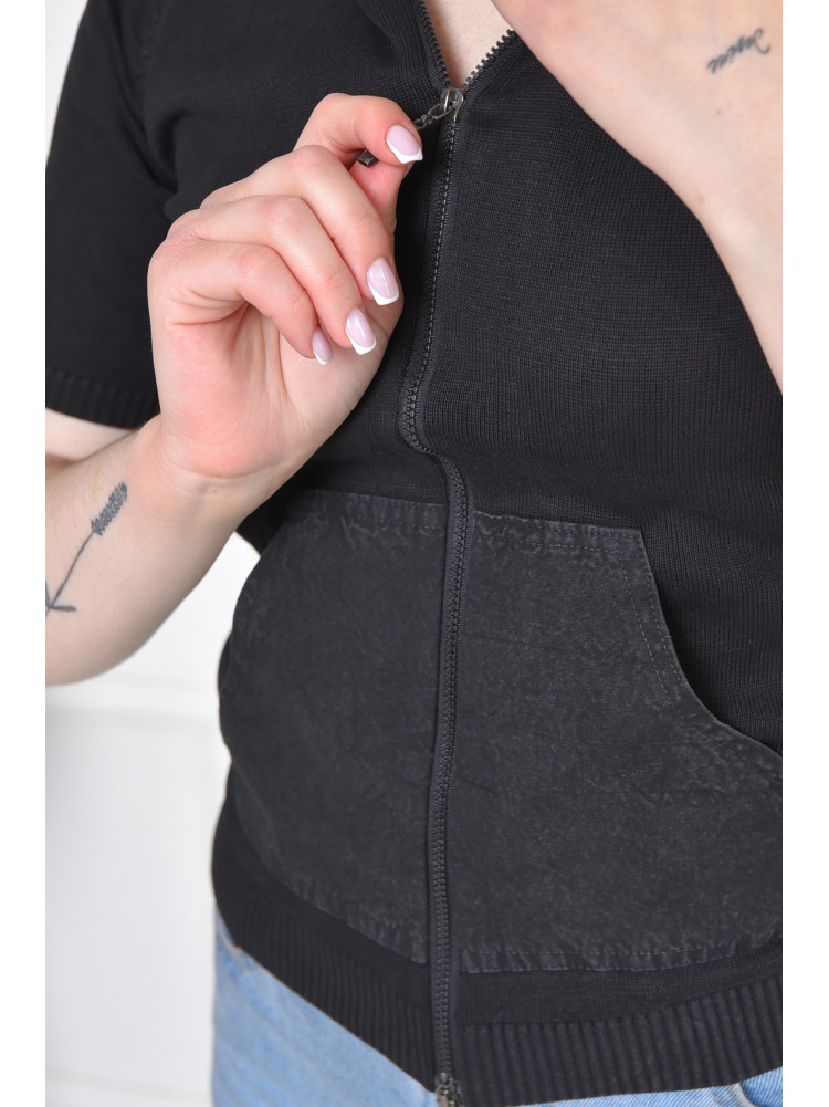 Кофта спортивна жіноча з коротким рукавом чорного кольору розмір 42 201 157554C