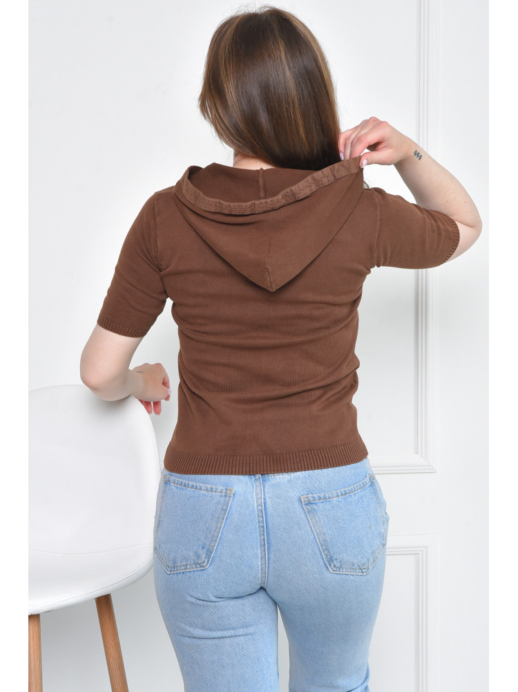 Кофта спортивна жіноча з коротким рукавом коричневого кольору розмір 42 201 157555C