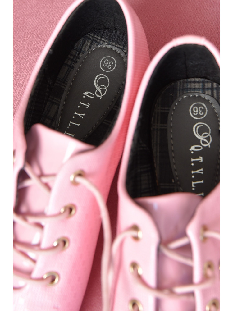 Туфли женские розового цвета на шнуровке 61 157698C