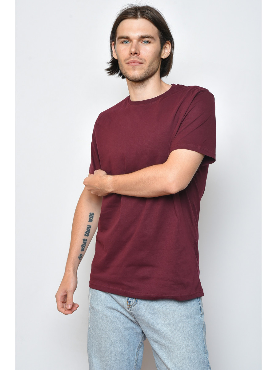 Футболка мужская однотонная бордового цвета 2067 158530C