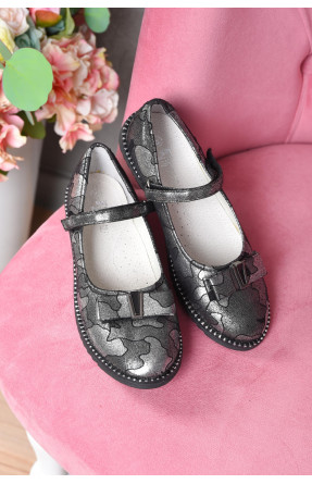 Туфли детские девочка с бантиком серого цвета 95008-19 158756C