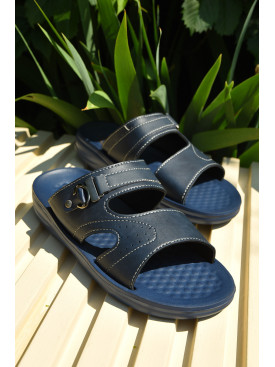 Шлепки мужские темно-синего цвета 8371-11 159349C Шлепки мужские темно-синего цвета 8371-11 159349C