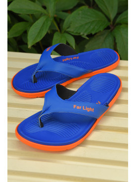 В`єтнамки чоловічі синього кольору з помаранчевою підошвою 8381-1 160077C