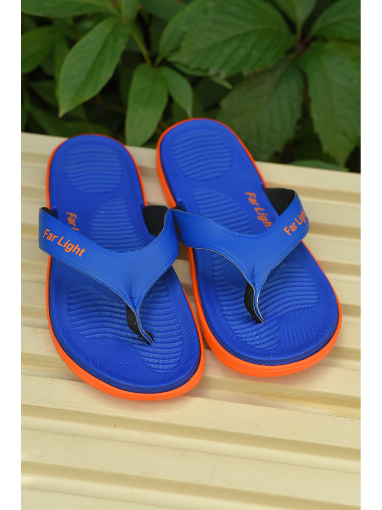 Вьетнамки мужские синего цвета с оранжевой подошвой 8381-1 160077C