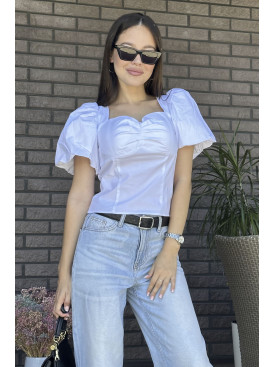 Блуза женская белого цвета с коротким рукавом 161297C