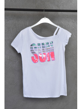 Футболка дитяча для дівчинки білого кольору розмір 158-164 161316C Футболка дитяча для дівчинки білого кольору розмір 158-164 161316C