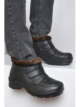 Галоши мужские на меху черного цвета 162218C Галоши мужские на меху черного цвета 162218C