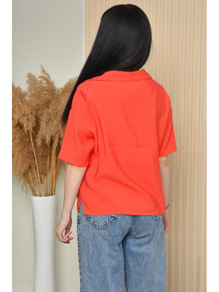 Рубашка женская с ткани жатка красного цвета 162346C