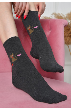 Шкарпетки махрові жіночі темно-сірого кольору розмір 37-42 777 163528C