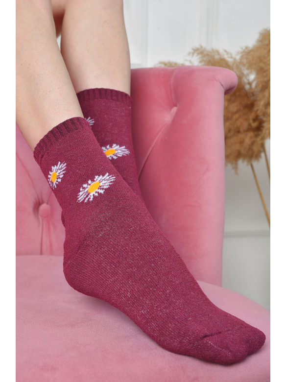 Шкарпетки махрові жіночі бордового кольору розмір 37-42 770 163537C