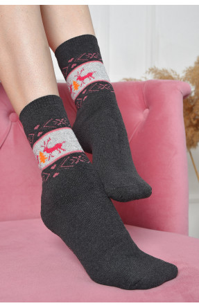 Шкарпетки махрові жіночі темно-сірого кольору розмір 37-42 701 163548C