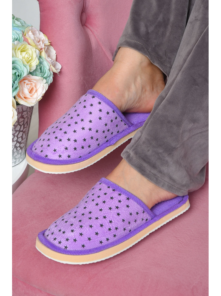 Тапочки домашние женские фиолетового цвета 163647C