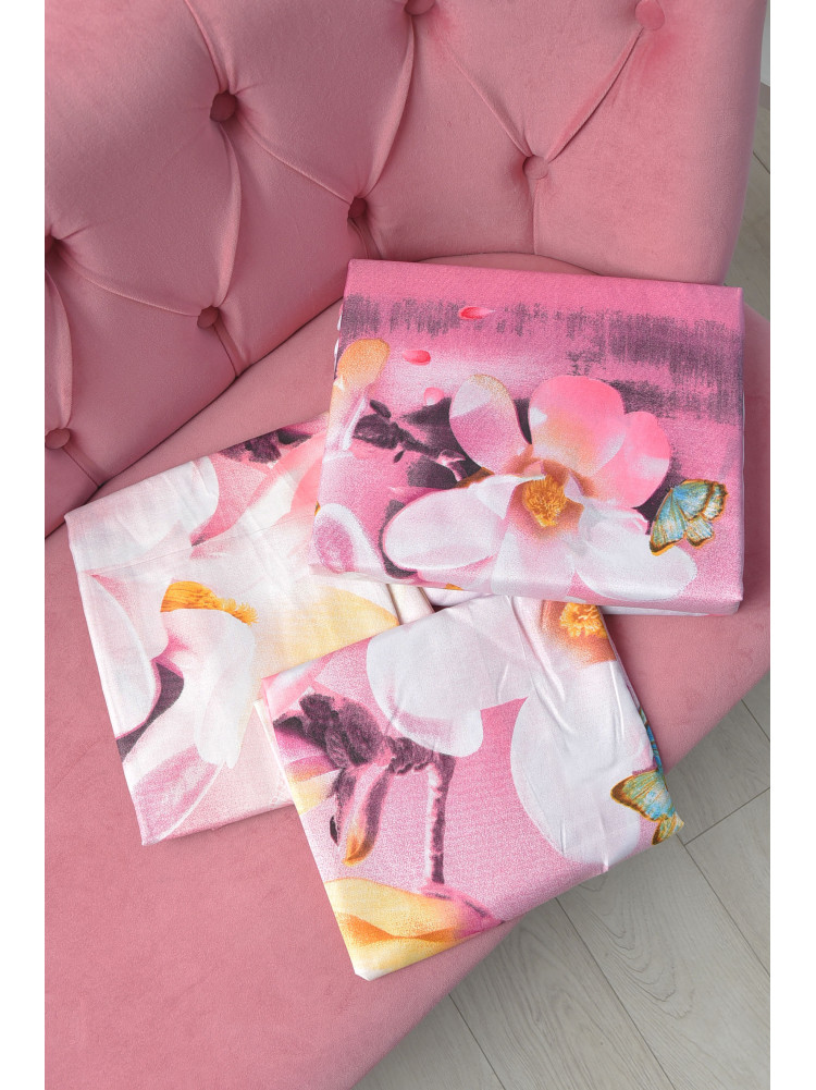 Комплект постельного белья розового цвета с цветочным принтом евро 163896C