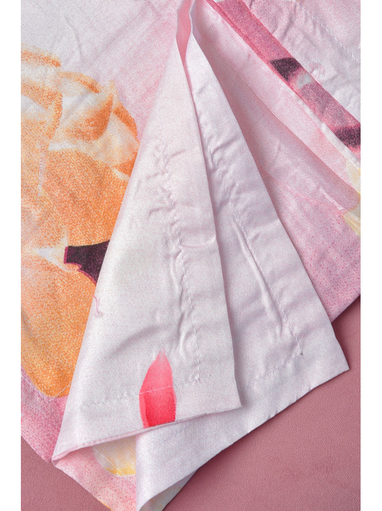 Комплект постільної білизни рожевого кольору з квітковим принтом євро 163896C