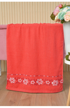 Полотенце банное махровое красного цвета 164210C