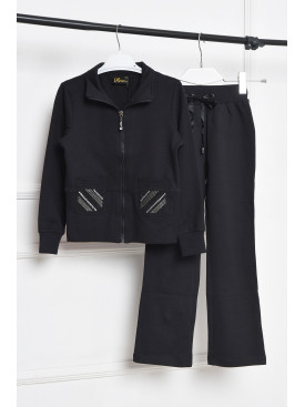 Спортивний костюм дитячий для дівчинки чорного кольору 1873 164317C Спортивний костюм дитячий для дівчинки чорного кольору 1873 164317C
