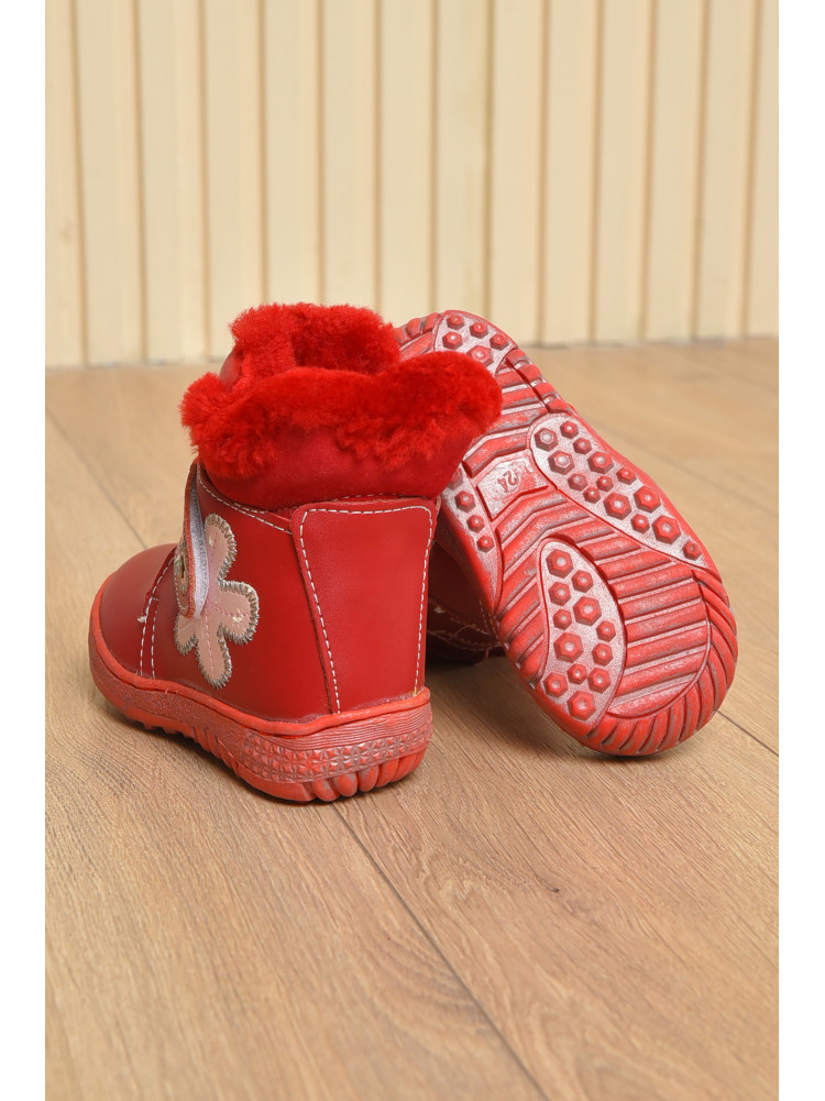 Ботинки детские для девочки на меху красного цвета размер 24 164896C