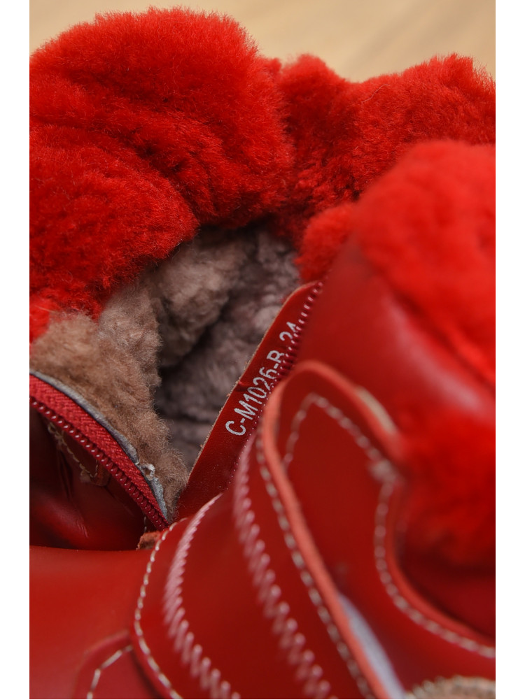 Ботинки детские для девочки на меху красного цвета размер 24 164896C