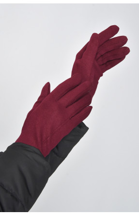 Перчатки женские на меху бордового цвета размер 6,5 013 165067C
