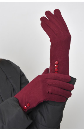 Перчатки женские на меху бордового цвета размер 6,5 015 165080C