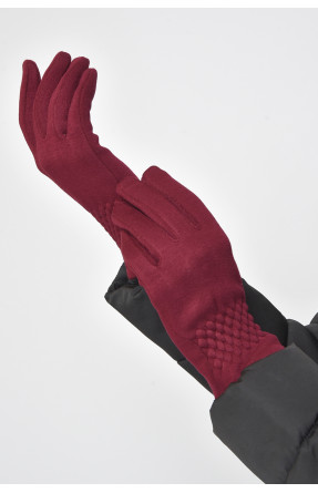 Перчатки женские на меху бордового цвета размер 6,5 011 165096C