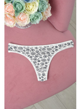 Стринги женские с принтом белого цвета размер L 165140C