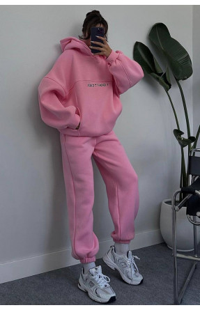 Спортивный костюм  женский на флисе розового цвета 1146 165347C