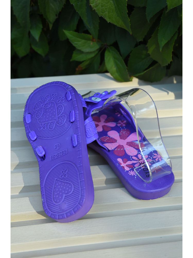 Шльопанці дитячі для дівчинки фіолетового кольору 3285-1 165381C