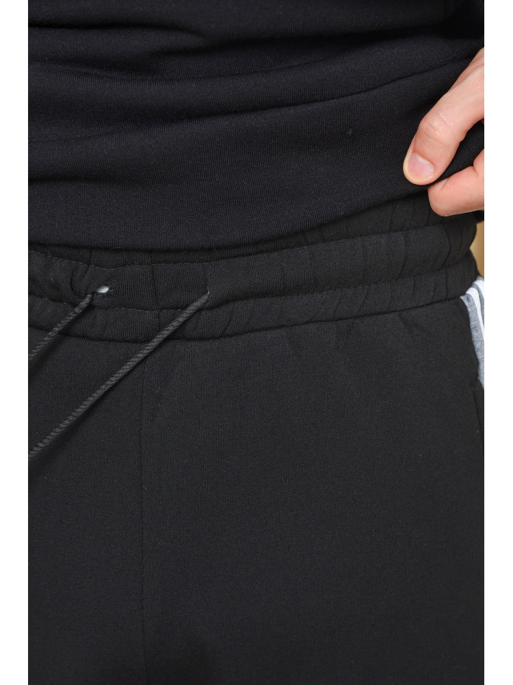 Спортивные штаны мужские на флисе черного цвета 402 165454C