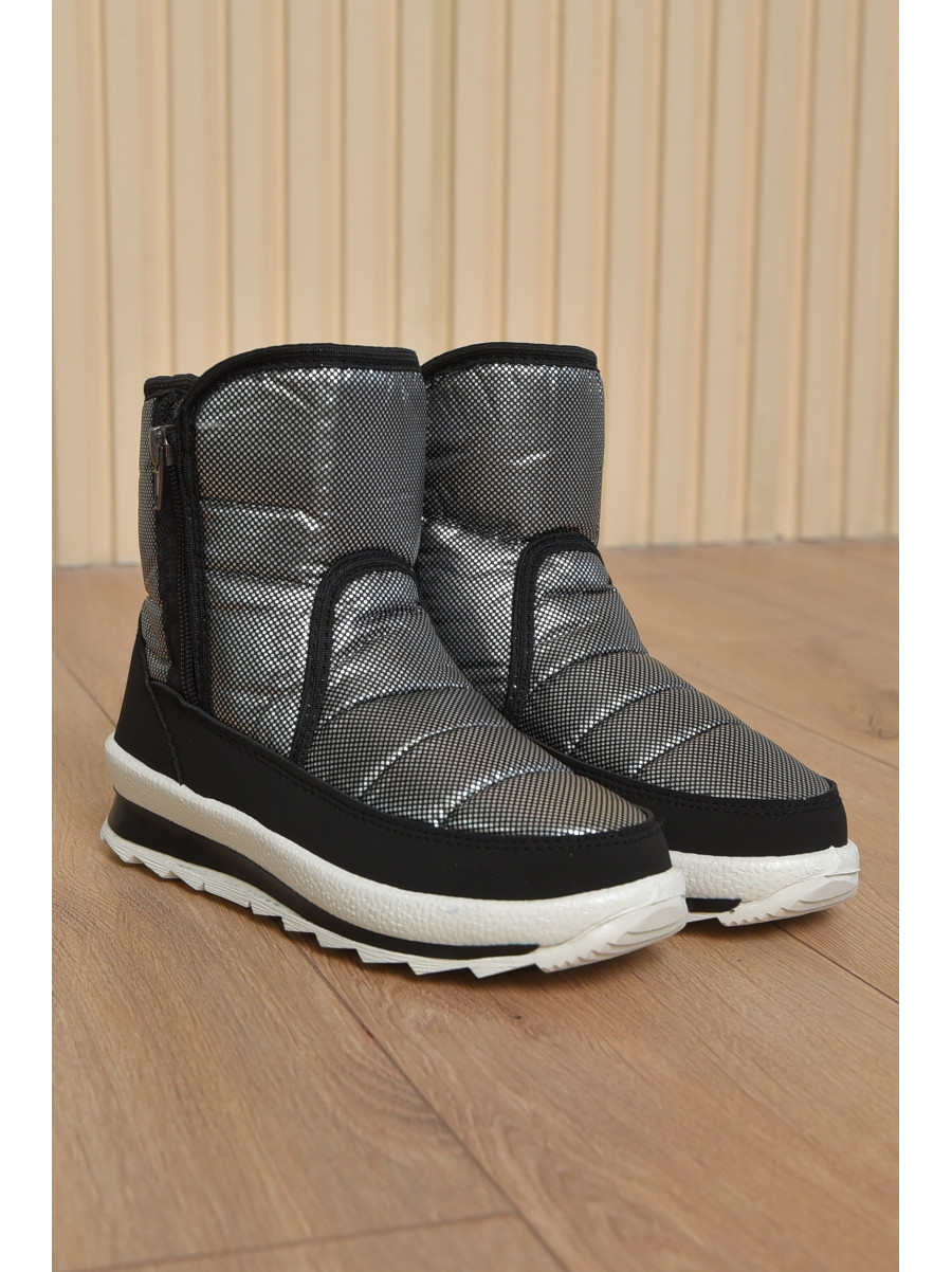 Дутики женские на на меху серебристого цвета 116 165456C