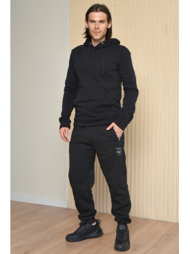 Спортивні штани чоловічі на флісі чорного кольору 6119 165460C Спортивні штани чоловічі на флісі чорного кольору 6119 165460C